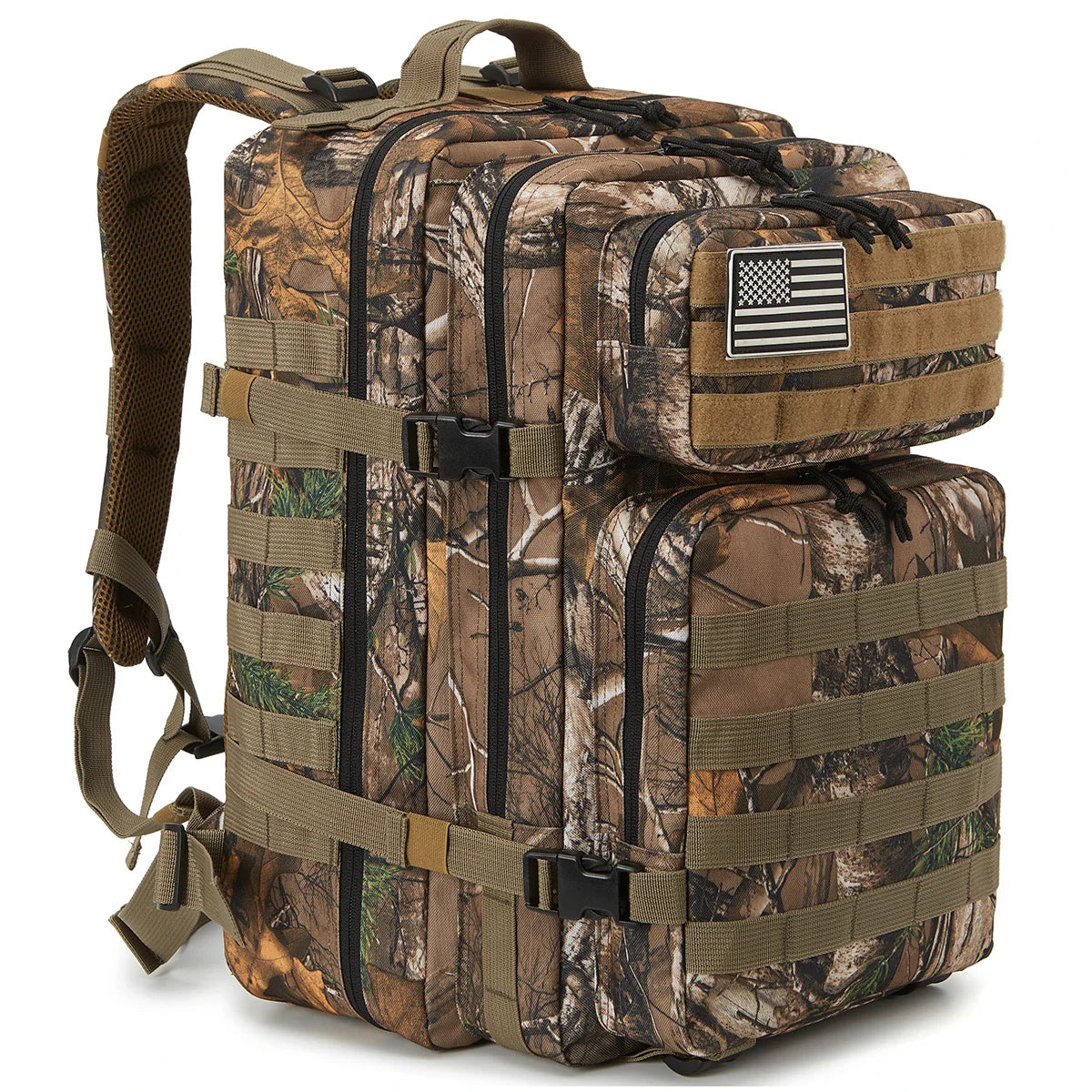 TACTICO45 45 L Outdoor Rucksack | Molle-System | 3-Day Capacity | Robust & Multifunctional – Black/Khaki/Olive