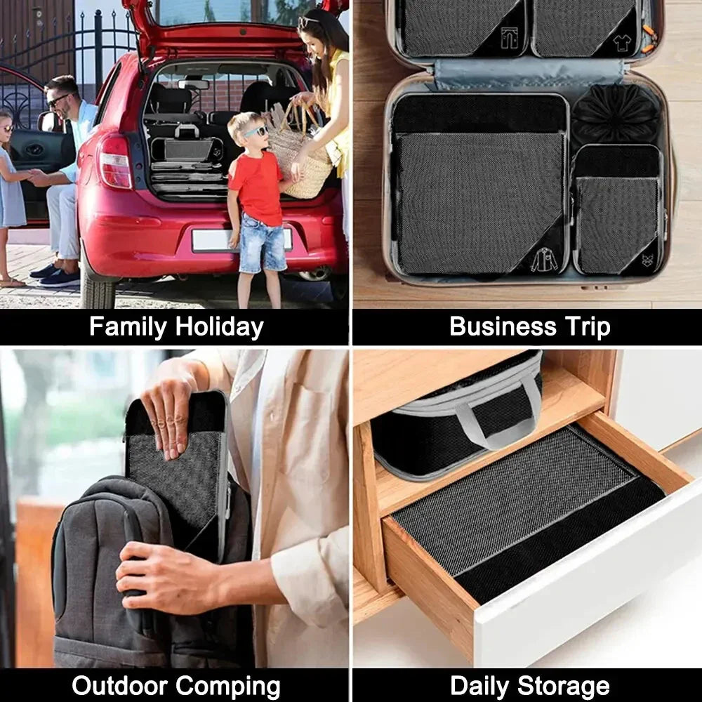 PackEase Travel Organizer Set | 6-piece | Compressible Suitcase Bags | Waterproof & Space Saving