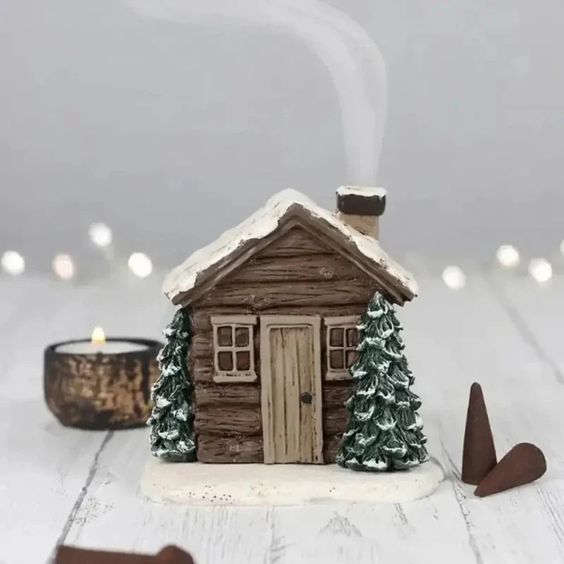 Cone Incense Burning Log Cabin