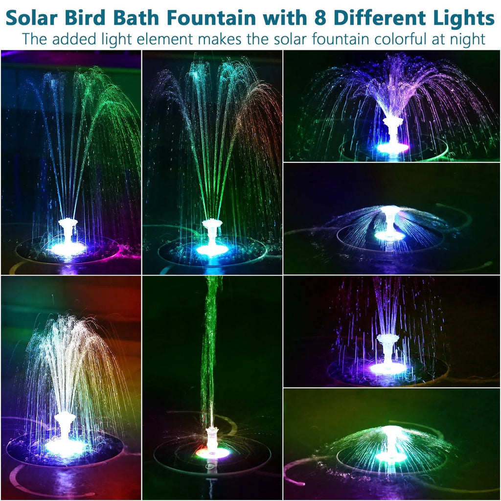 Solavera Solar Fountain Pump 6.5W | With LED & 5000mAh Battery | 16 Nozzles | For Pond & Garden