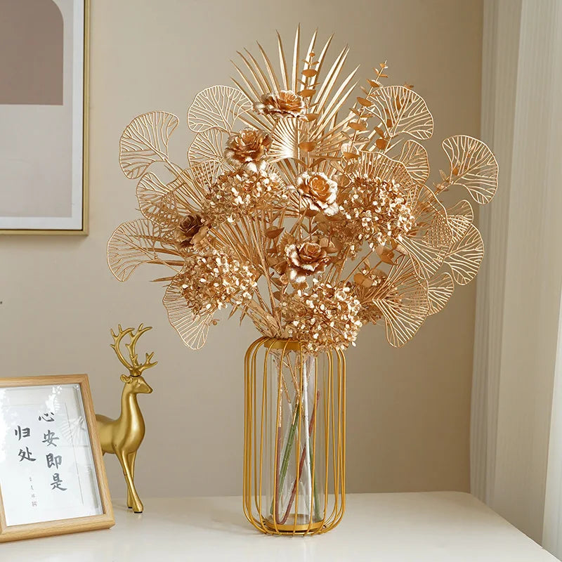 Decorative Flower Gold Series | Palm Leaf, Ginkgo & Eucalyptus | Artificial Flower 67–84 cm | Wedding & Christmas