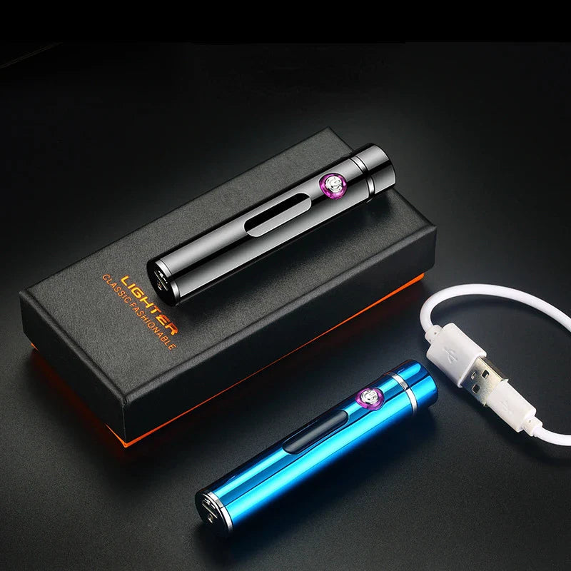 Voltrino Cylinder USB lighter | Double arc technology | Rechargeable & windproof | Noble metal casing for men