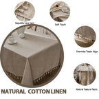 2023 Cotton-Linen Tablecloth with Tassels, Rectangular Tablecloth for Dining Table, Coffee-Tea Tablecloths, Wedding Easter Decoration