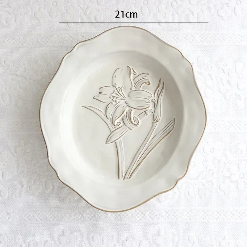 French embossed flower plates