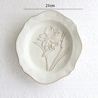 French embossed flower plates