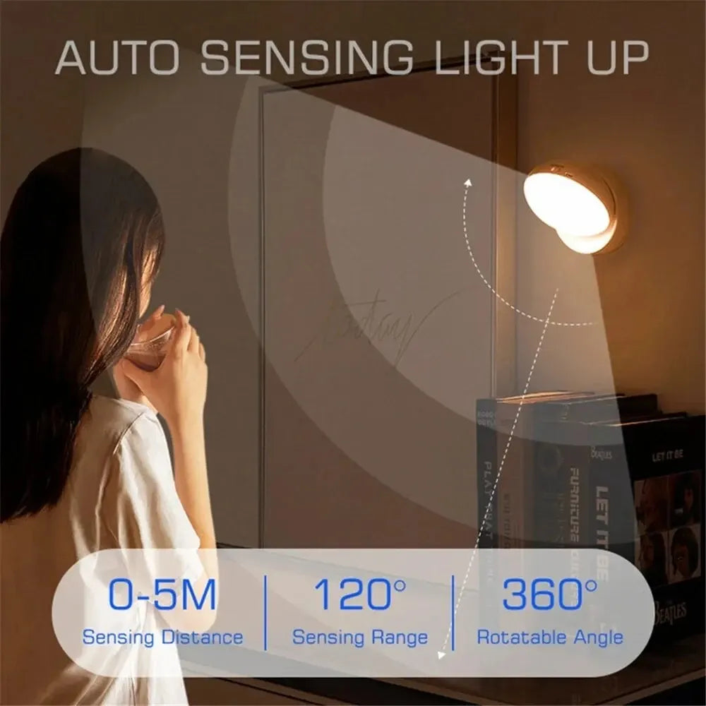 LumiFlex360 LED Night Light | Motion Sensor | 360° Rotatable | Rechargeable | Magnetic & Wireless