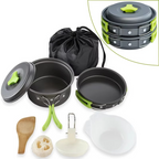 Portable Camping Cookware Set with Foldable Tableware and Storage Bag