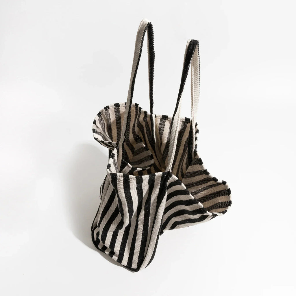 Striped linen tote bag