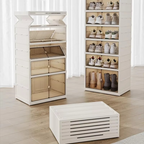 Transparent Foldable Shoe Organizer with Single- or Double-Row Storage