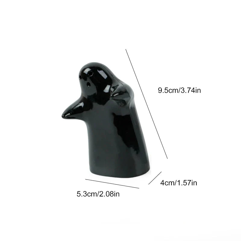 Cute Embracing Ghosts Black and White Ceramic Salt and Pepper Mill