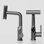 Washbasin faucet with waterfall jet digital temperature display and adjustable spray head
