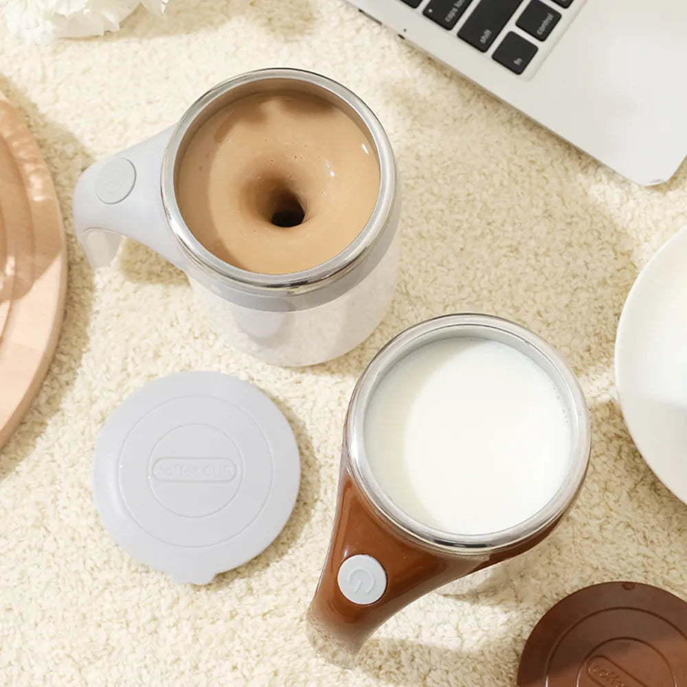 Rechargeable self-stirring mug
