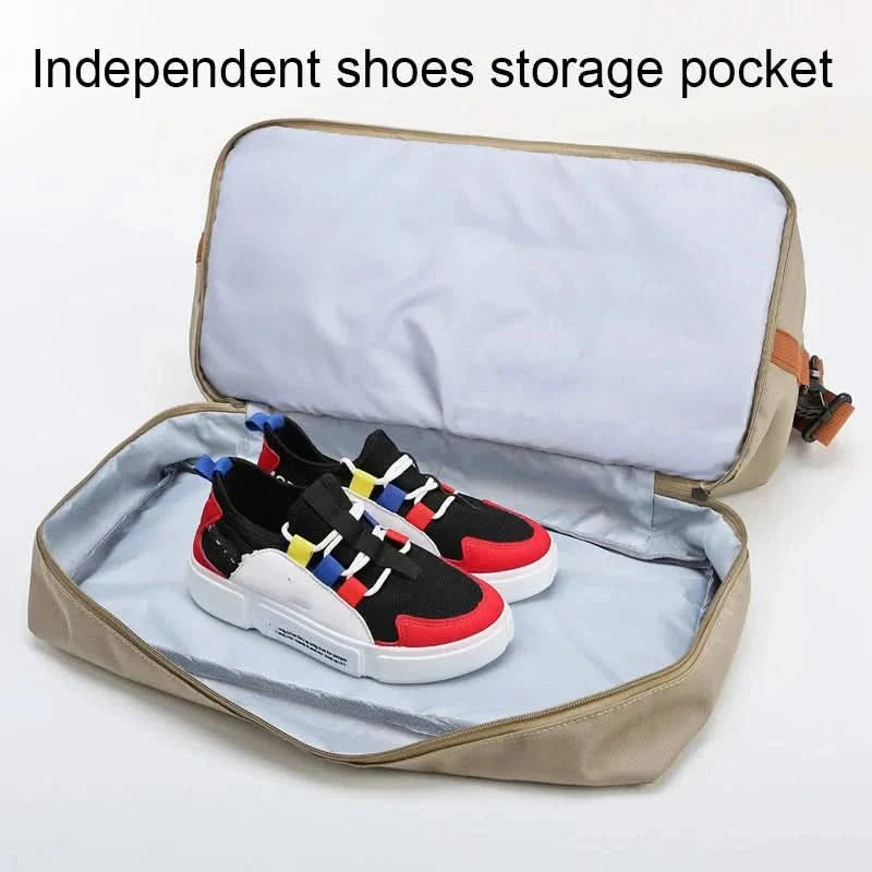 Portable fitness bag with shoe compartment and wet dry separator bag for active travelling