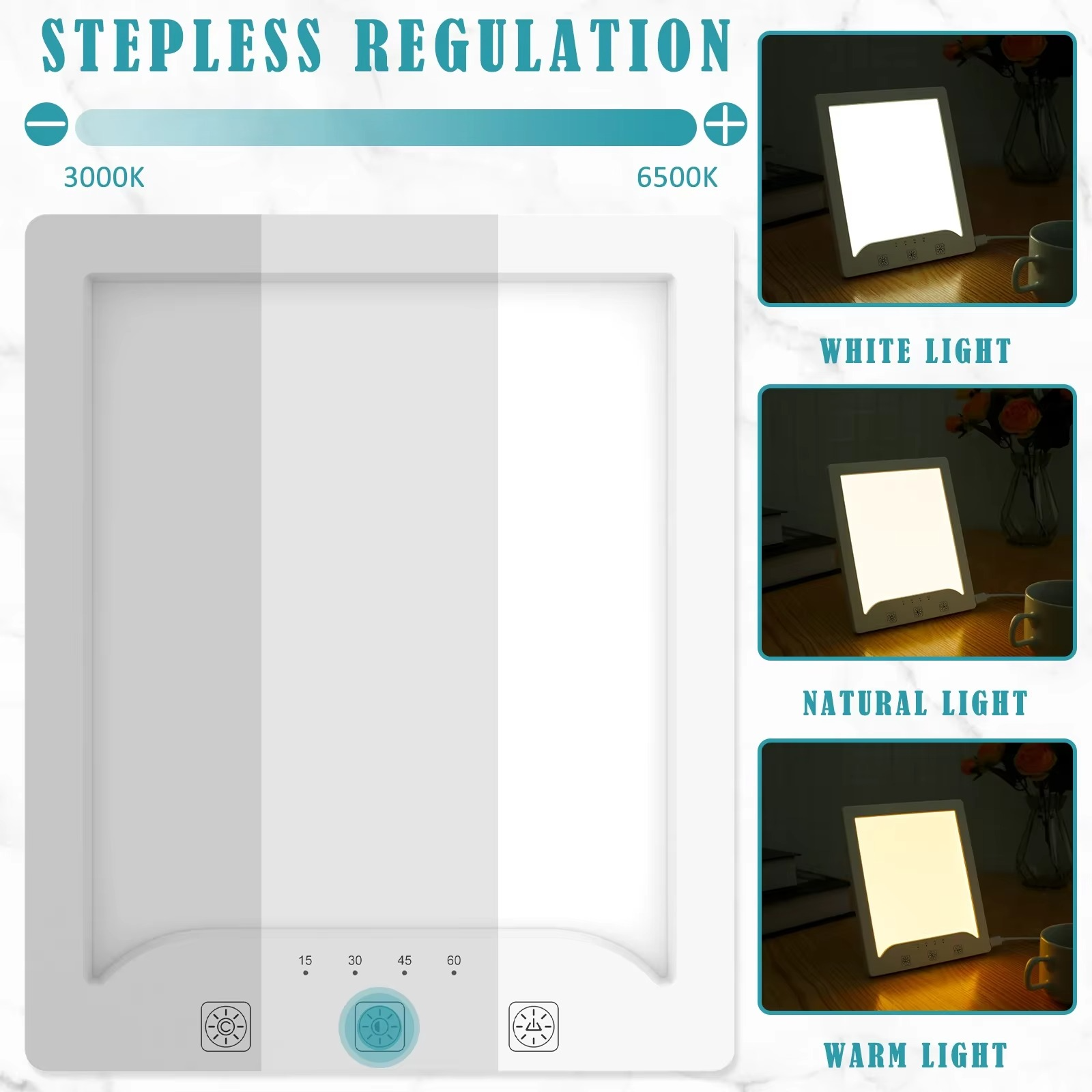 Light Therapy Lamp with Adjustable Brightness and Color Settings