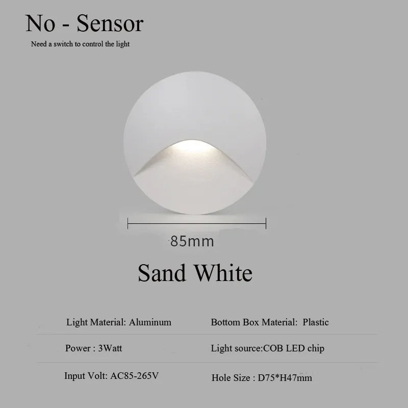 Modern waterproof IP65 LED recessed wall lamp for outdoor lighting - 3W embedded step & staircase balcony portal light