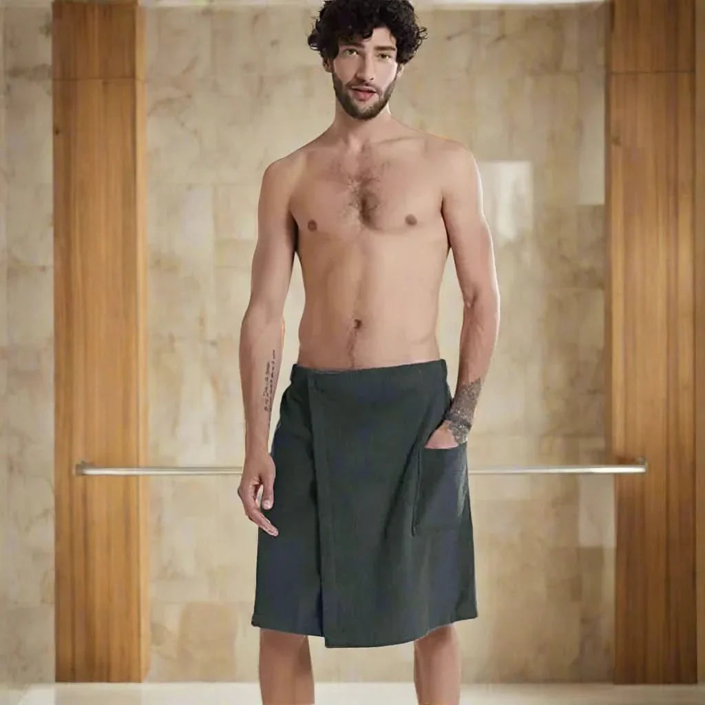 PORTABLE BATH TOWEL ROBE – Soft & versatile bath towel with pockets for sauna, beach & fitness