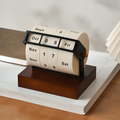 Vintage Wooden Perpetual Flip Calendar – Reusable Rotary Countdown Desk Display