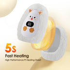 Furrio Electric Hand Warmer Fox | Rechargeable 1200 mAh | 3 Heat Levels & Digital Display | Plush Surface | USB Type-C | Portable for Winter & Office