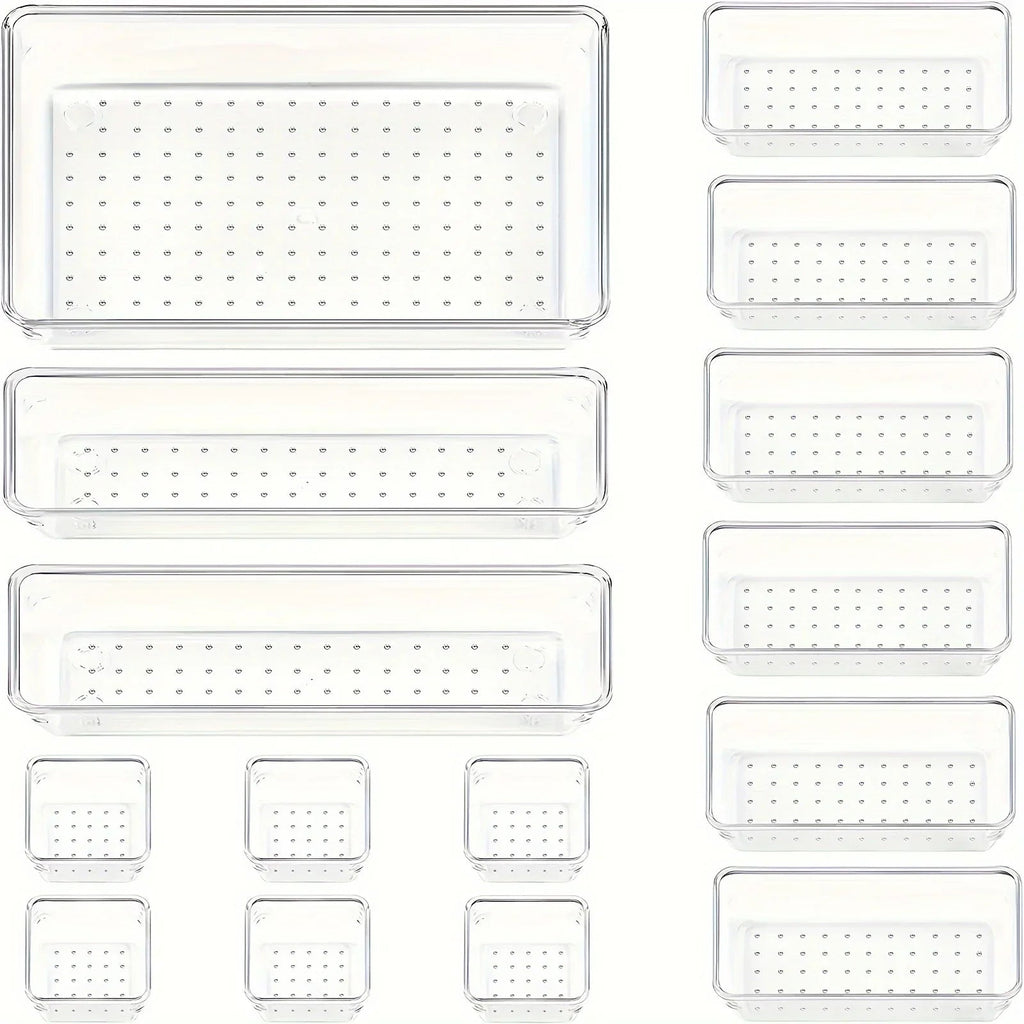 Clearyx Organizer Set | 18-piece Transparent | Modular & Stackable | For Bathroom, Kitchen & Office