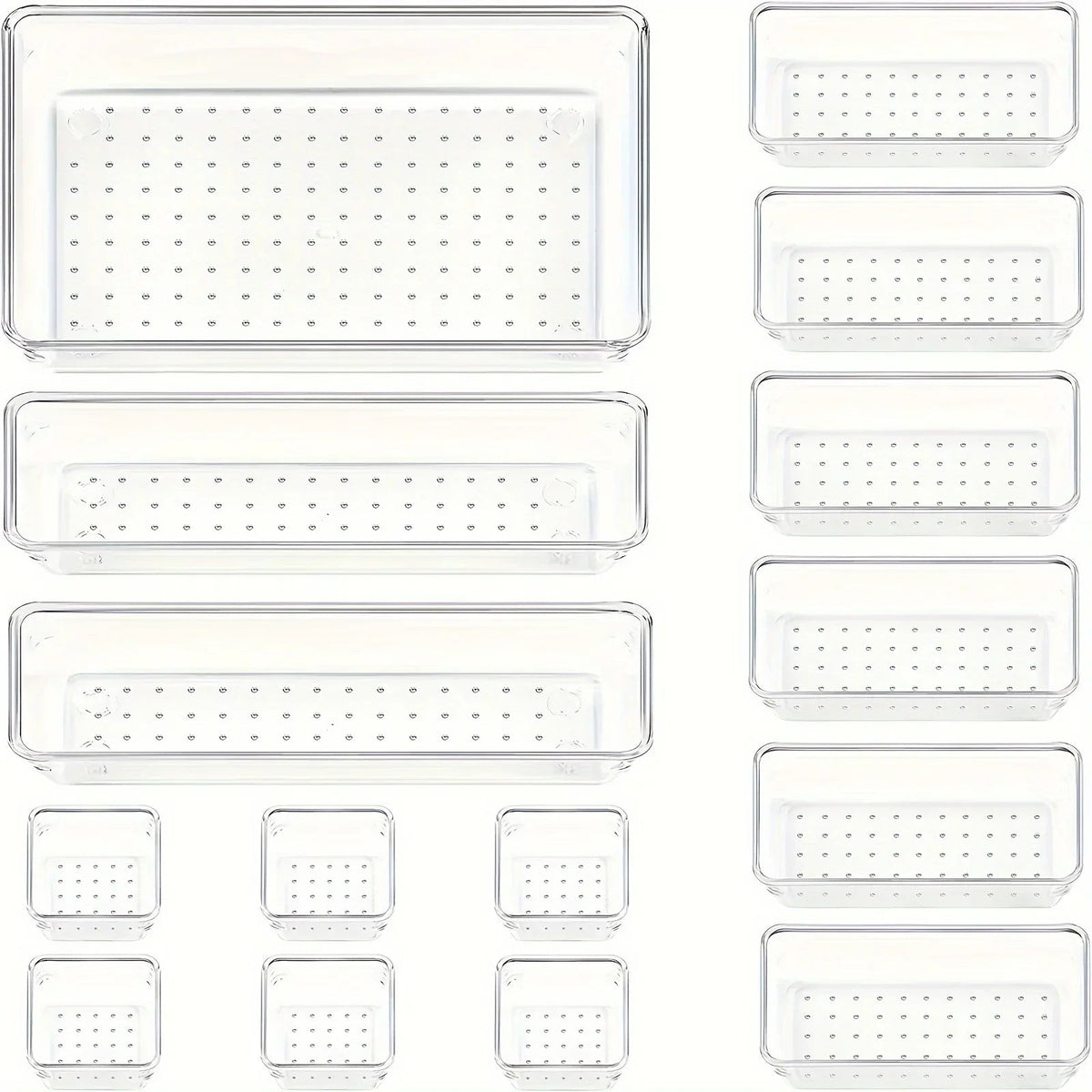 Clearyx Organizer Set | 18-piece Transparent | Modular & Stackable | For Bathroom, Kitchen & Office