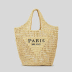 Net straw crochet beach bag