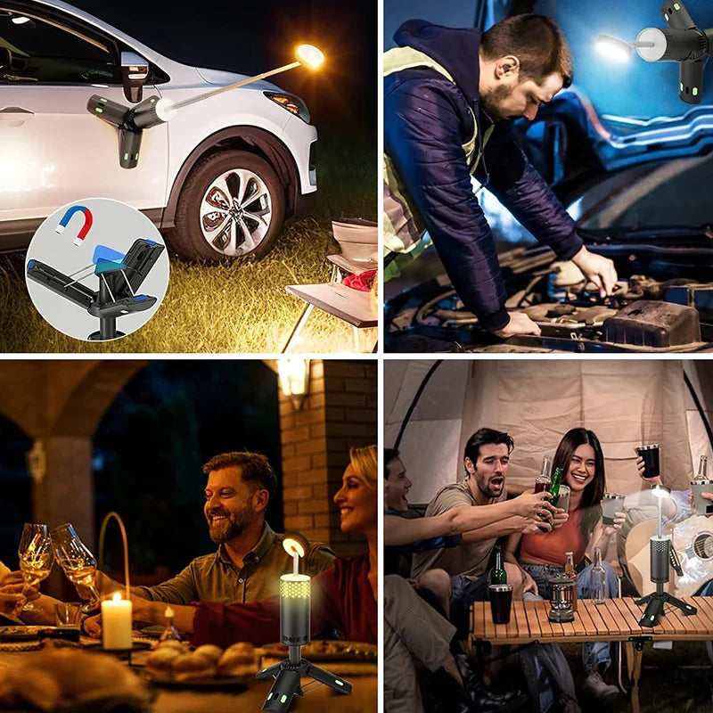 LumaPeak Camping Lamp | 10,000 mAh Battery | Telescopic Design & Tripod | Dimmable with SOS Function | Outdoor & Emergency Lamp