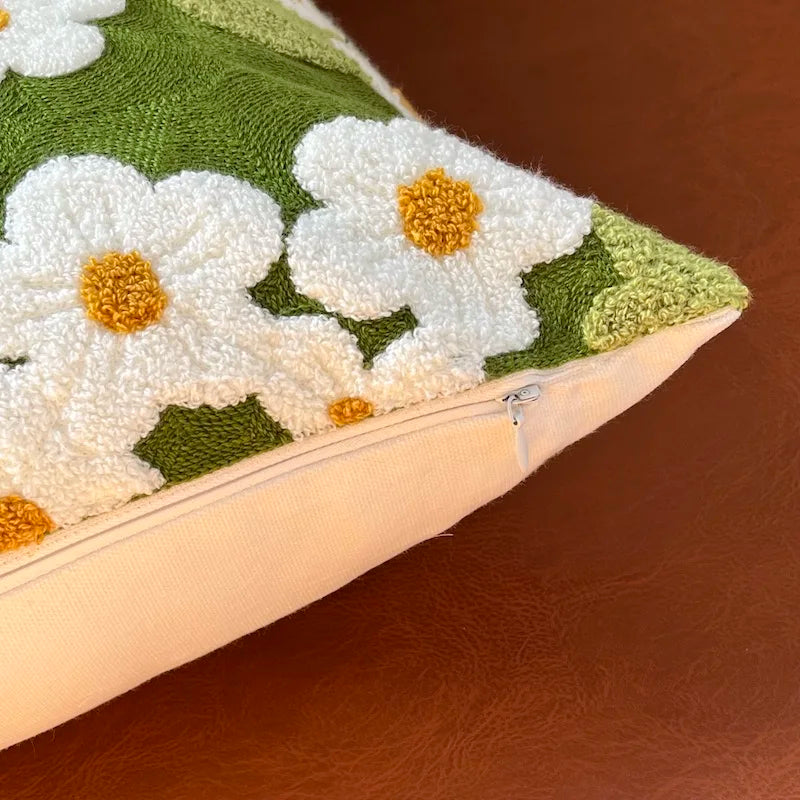 Flower Garden Embroidery Cushion Cover