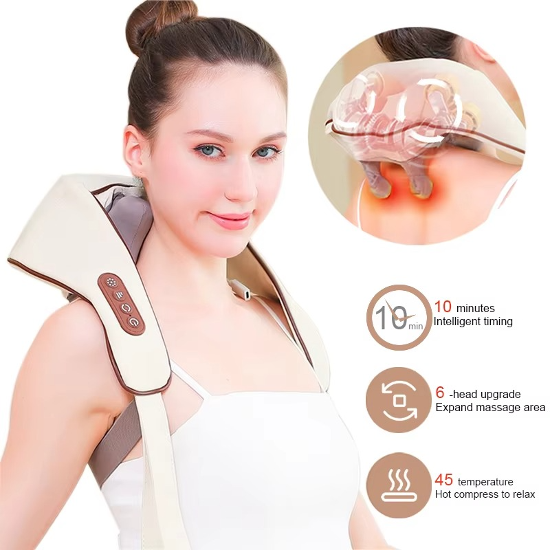 Wireless Neck and Shoulder Massager with Deep-Kneading for Back and Cervical Relief