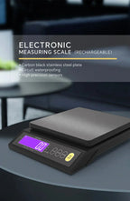 5 kg/0.1 g and 10 kg/1 g digital electronic kitchen scale, LCD display, fully waterproof stainless steel weighing tool for baking