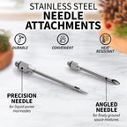 Flavora Marinade Injector | With 2 Needles & Cleaning Brush | For Liquid & Thick Marinades | Stainless Steel & Silicone