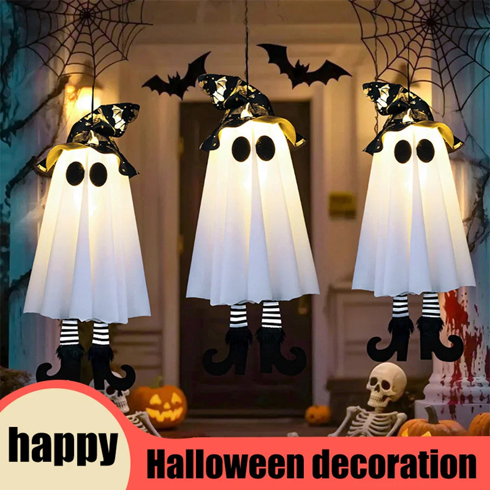 Glow Ghost SpookyShine | LED Hanging Ghosts | Halloween Decoration | Indoor & Outdoor | 1/2/3 Pieces