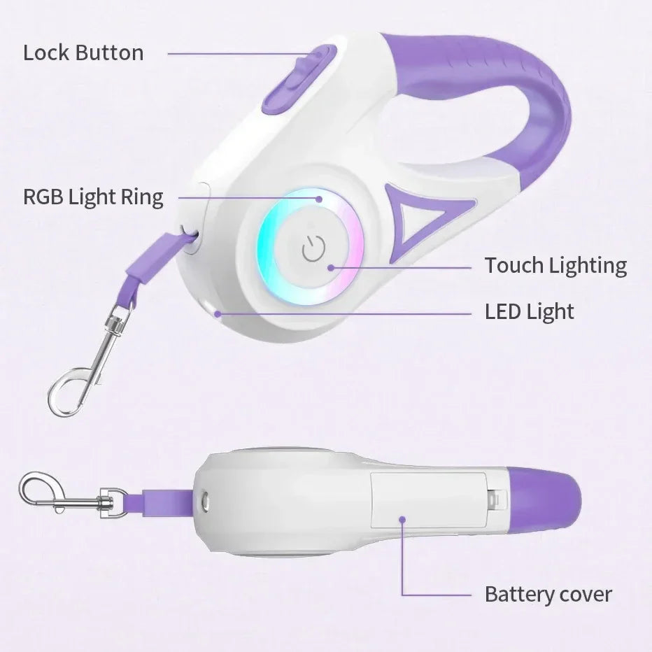 LED Dog Leash LumiLeash FlexiLight | Retractable leash with lighting | 3 m & 5 m length | For dogs & cats up to 35 kg