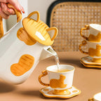 Orange Cat Handcrafted Ceramic Coffee & Tea Set