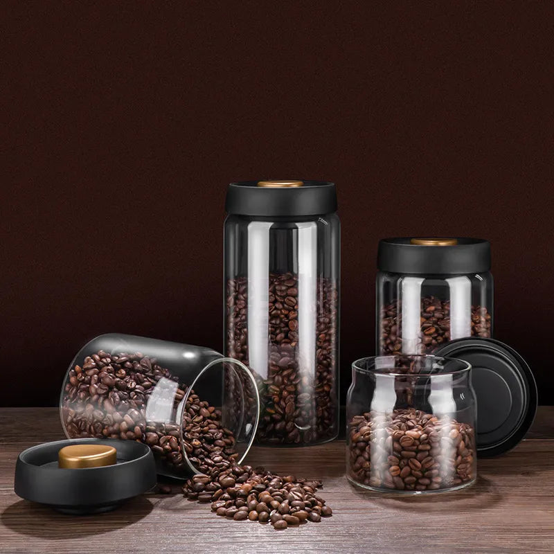 GIANXI Vacuum Sealed Jug, Coffee Beans, Glass, Airtight Canister, Food, Grains, Sweets, Fresh Keeping Container, Kitchen Accessories