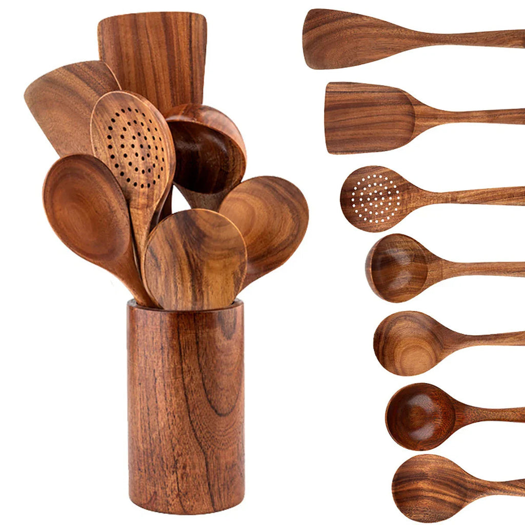 EcoWood – Luxurious cookware set made of wood with storage bucket