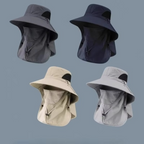 UV Protection Outdoor Sun Hat with Wide Brim and Neck Flap for Hiking, Fishing, and Camping