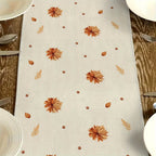 Autumna Autumn Table Runner | Pumpkin & Flower Motif | Washable & Durable | Linen Look | 150–275 × 33 cm