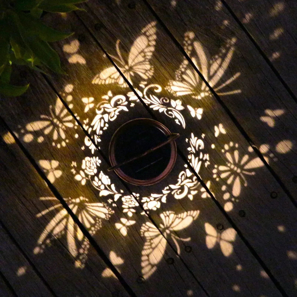 Luminara SolFlair Solar Lantern | Retro Design with Butterfly Motif | IP65 Waterproof | Warm Light for Garden & Balcony