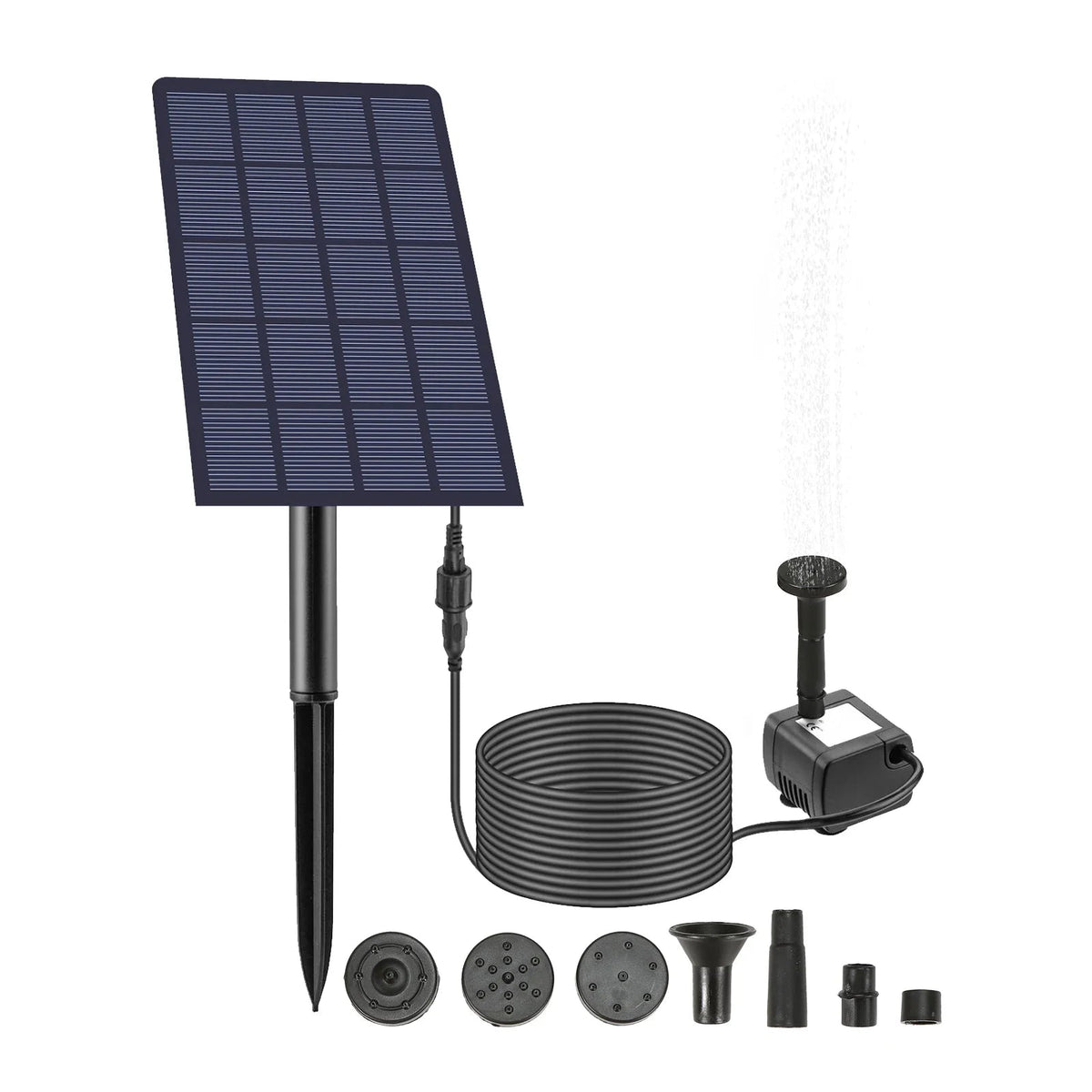 Solar Fountain SOLAQUA | 6-in-1 Set with 4 Nozzles | Without Power Connection | For Pond & Garden