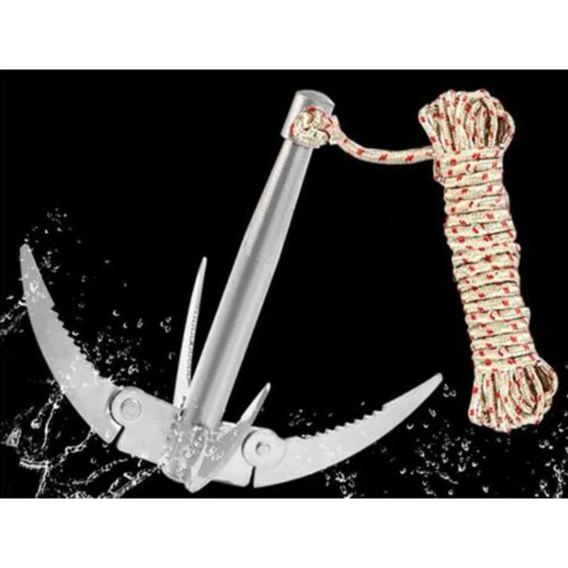 AquaGripX Folding Anchor for Boats | Robust Grip Hook with Rope | Foldable & Rustproof | For Kayak, Canoe & Fishing Accessories