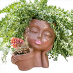 Chic Dual Face Head Planters for Indoor and Outdoor Use