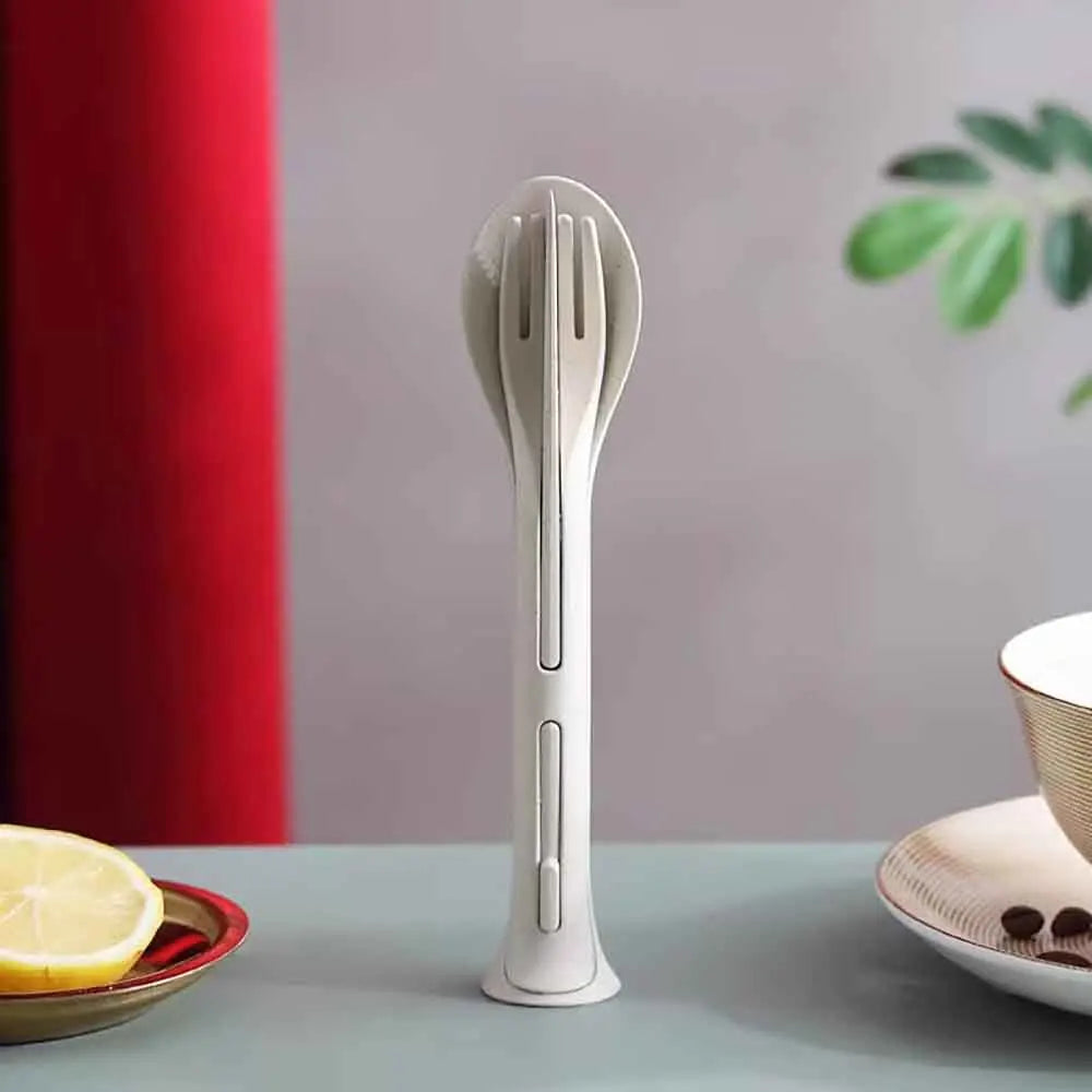 EcoTrek Travel Cutlery | Sustainable & Reusable | With Case | Wheat Straw BPA-free