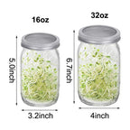 VitaKeim Sprouting Jar Set | Stainless Steel Strainer Lid | For Fresh Sprouts at Home | 16oz & 32oz
