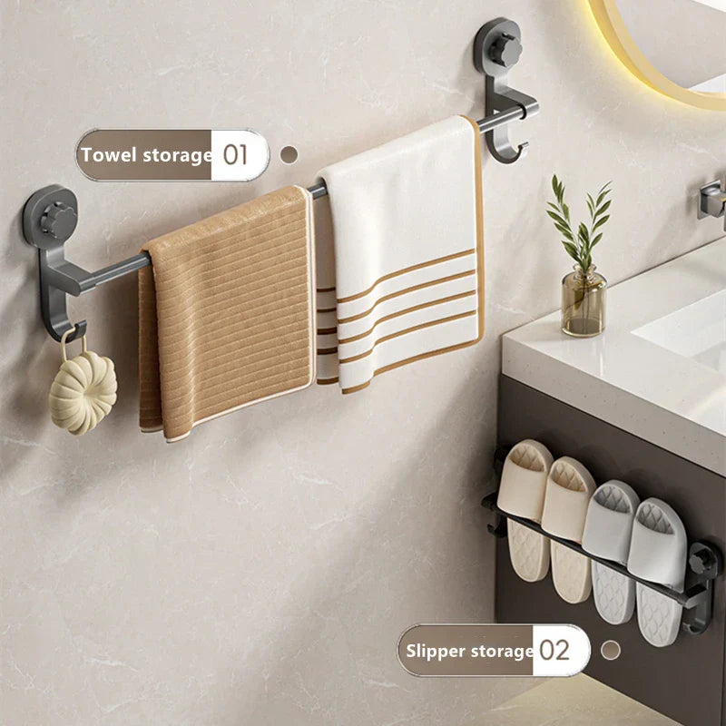 MagnaGrip Power Suction Cup Towel Holder – Black self-adhesive towel holder without drilling