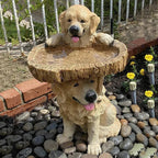 Golden Retriever Puppy Bird Bath Garden Statue