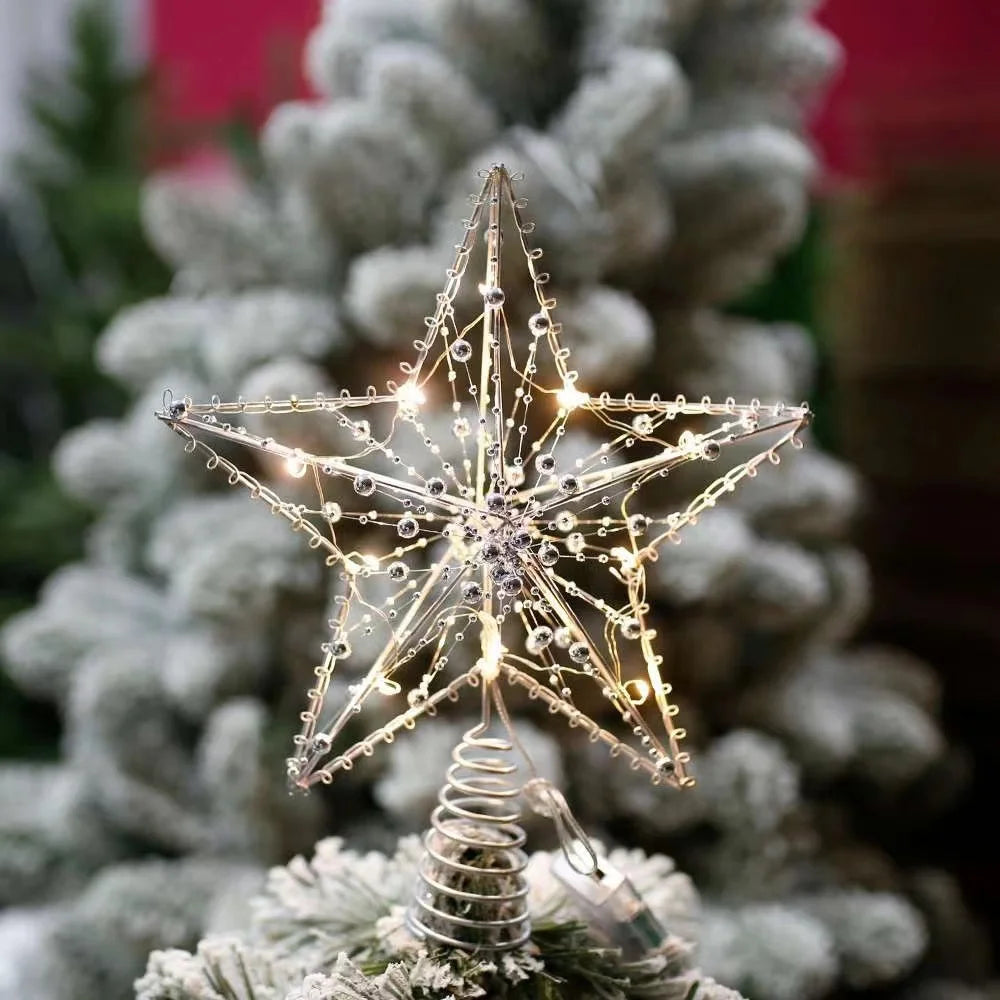 TwinkleGlow - LED Star Tree Topper with Warm Light and Easy Setup