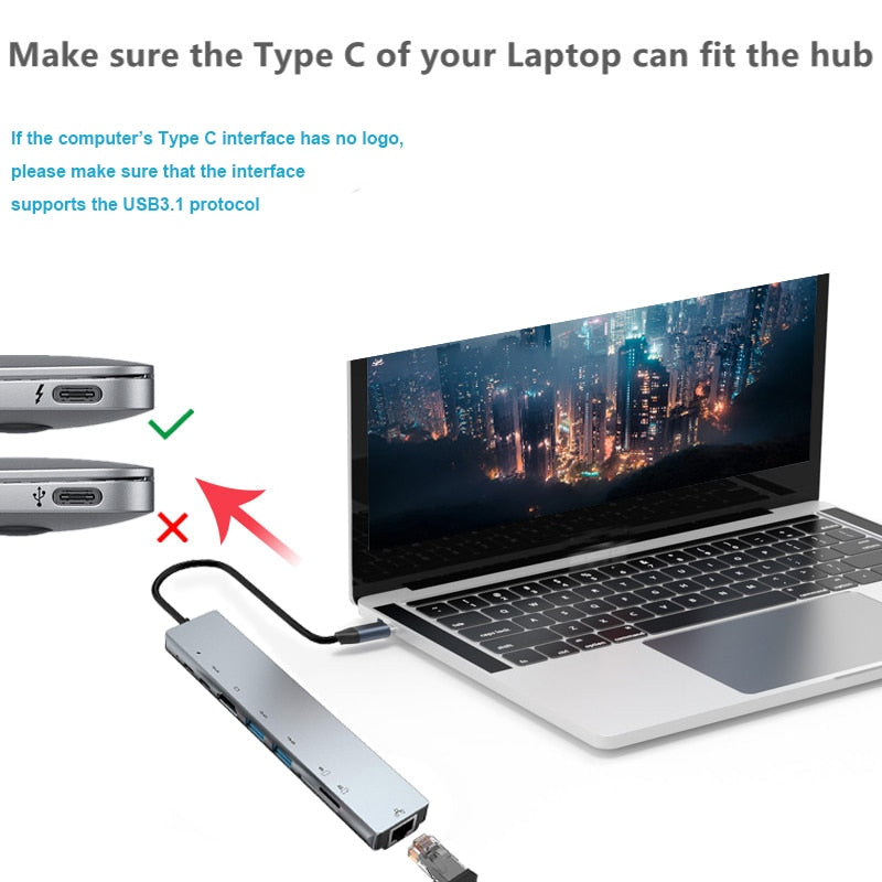 Thunderbolt 3 USB-C Hub with HDMI, PD, SD/TF for MacBook Air M1 and iPad Pro