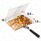 BBQGrid | Portable grill grid with handle | Ideal for fish, vegetables & shrimp | Stainless steel