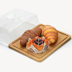Rectangular cheese and butter dish with bamboo board