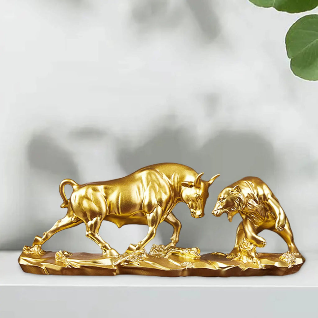 Feng Shui Bear and Bull Statue, Bull Figure, Collection Cow Sculptures Animal